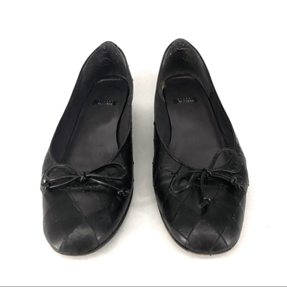 Stuart Weitzman |black quilted leather flats